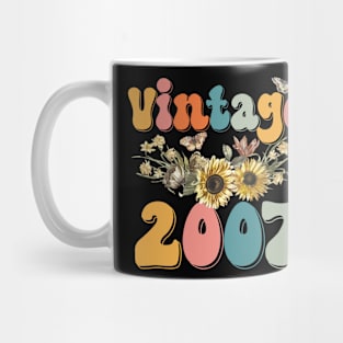 Vintage 2007 Sunflower Floral Retro Groovy 16th Birthday Mug